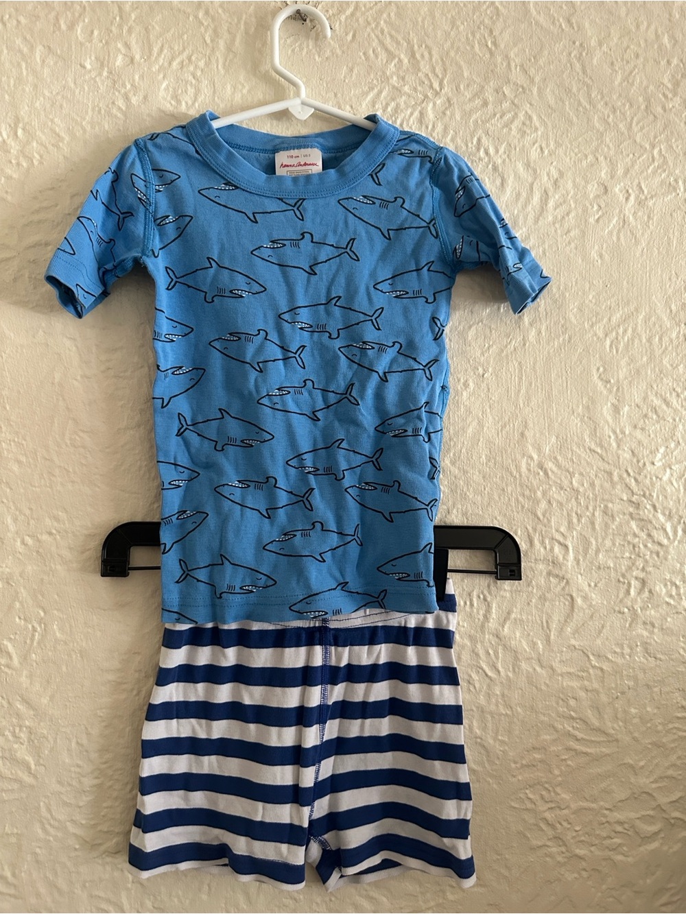 Hanna Andersson Blue Sharks Shirt White Stripe Shorts Kids Boys 5